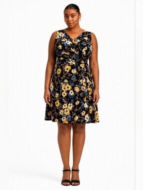 Lauren Ralph Lauren Black Label Floral Wrap Dress Plus Size 16W church dress
